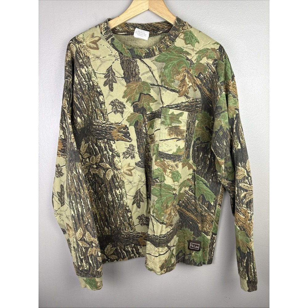 Vintage Rare Walls Retro Mens Real Tree Camouflage Tshirt Size XL Single Stitch
